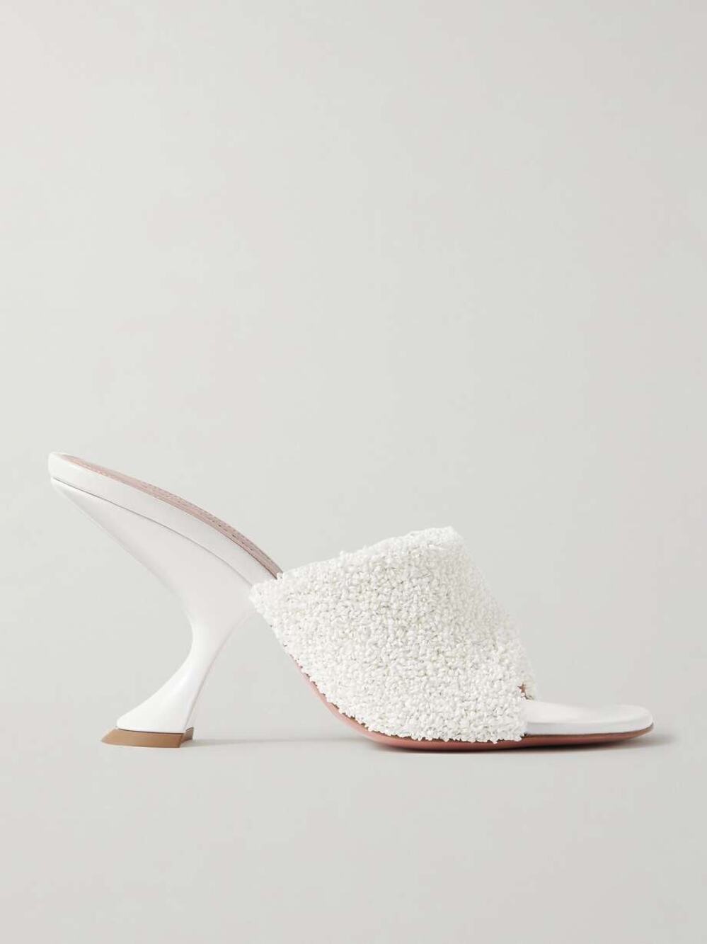 Amina Muaddi Taylor Raffia Leather Sculptural Heel Mules EU 39 US 9